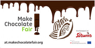 Standblende gestaltet ökologischen Infostand Make Chocolate fair